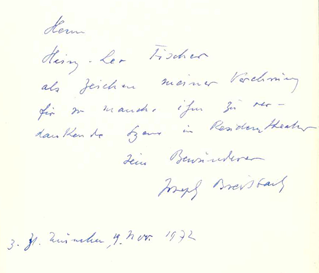 Breitbach, Bericht über Bruno (Widmung)