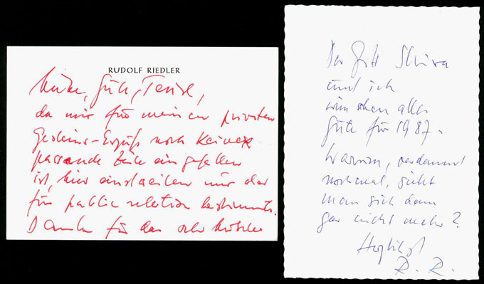 Riedler, Konvolut (2 Widmungsex., 3 Autographen)