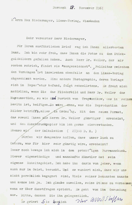 Steffen, A., Maschinenschriftl. Brief