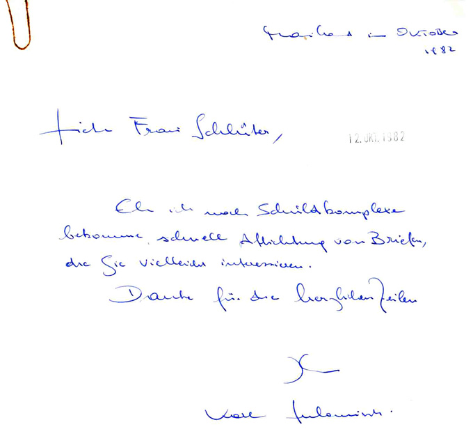 Lubomirski, Eigenhänd. Brief