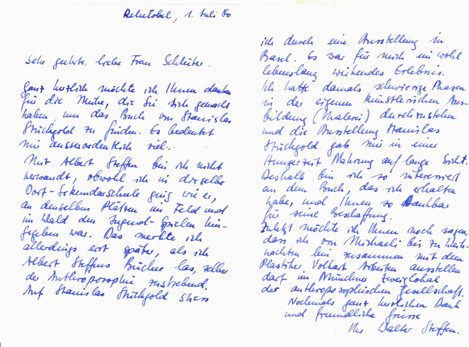 Steffen, W., Eigenhänd. Brief