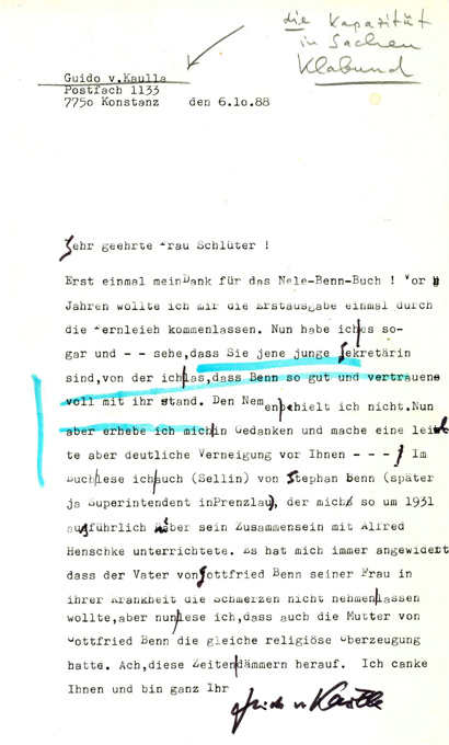 Kaulla, Maschinenschr. Brief