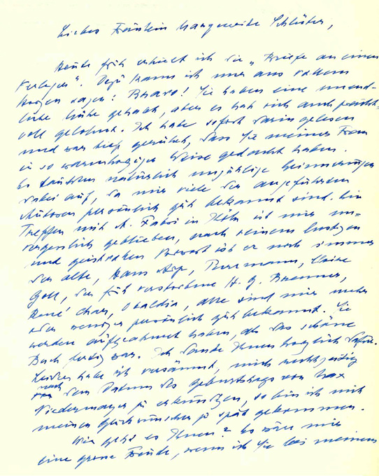 Klee, Ph., Eigenhänd. Brief