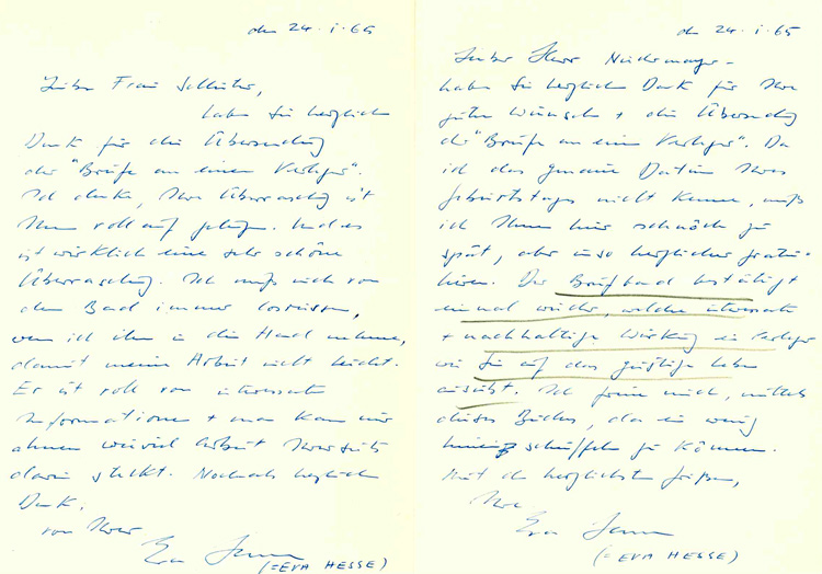 Hesse, E., 2 eigenhänd. Briefe