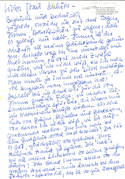 Forestier, Eigenhänd. Brief