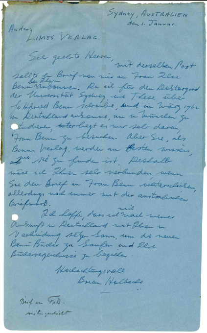 Holbeche, Eigenhänd. Brief