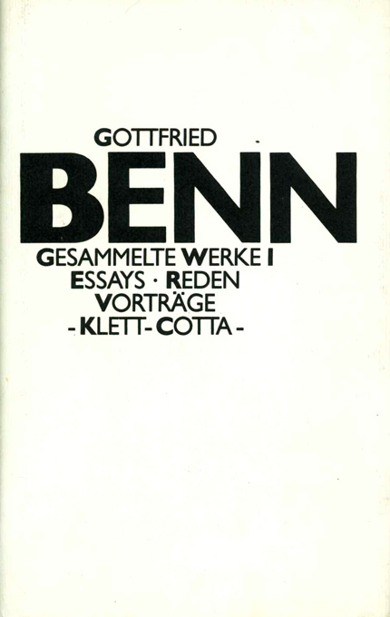 Benn, Essays, Reden, Vorträge