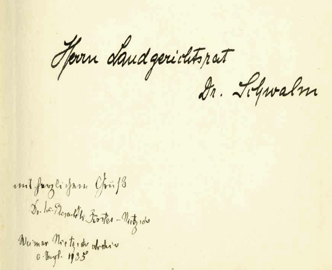 Förster-Nietzsche, Friedrich Nietzsche (Widmung)