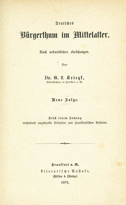 Kriegk, Deutsches Bürgerthum