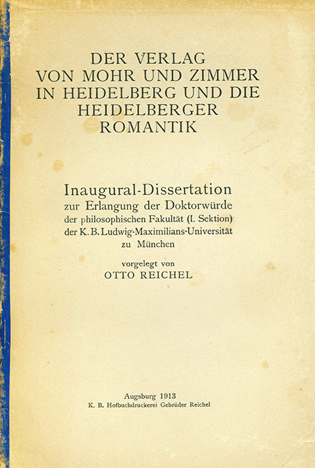 Reichel, Der Verlag Mohr und Zimmer