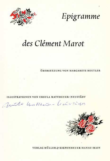 Marot, Epigramme (signiert)