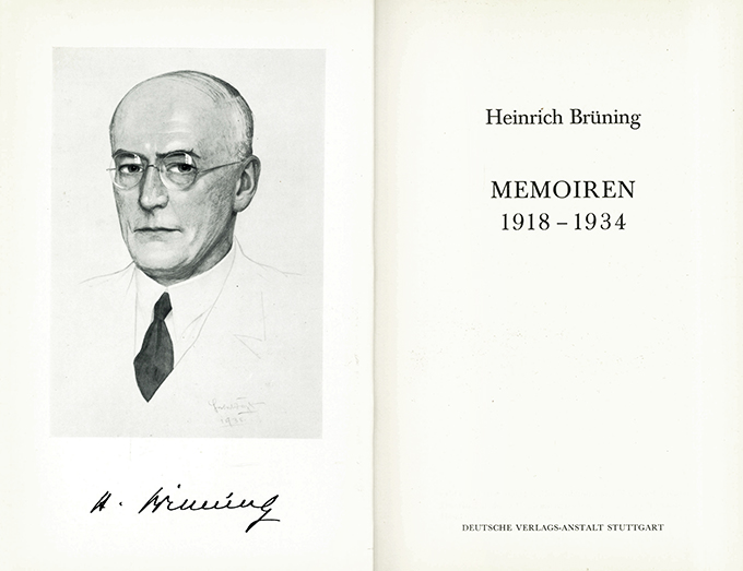 Brüning, Memoiren 1918 - 1934